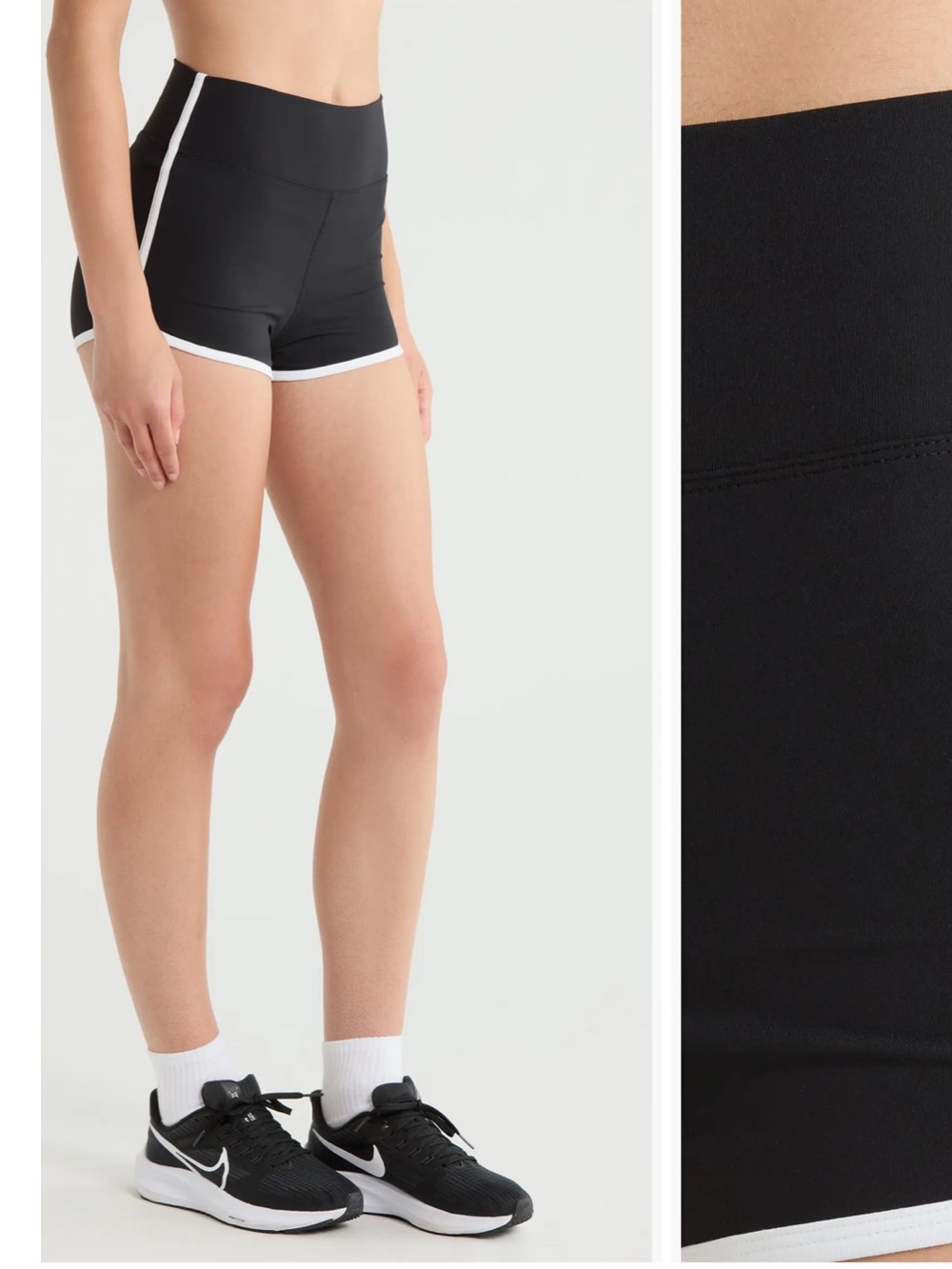 Year of Ours Black Athletic Short Shorts with White Piping